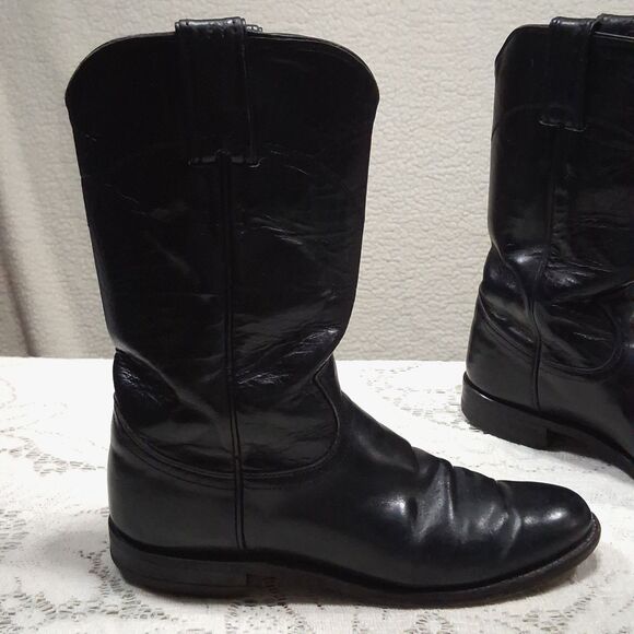 JUSTIN Women's Size 5.5A Vintage Black Leather Roper Western Cowgirl Boots L3703 - Picture 3 of 16